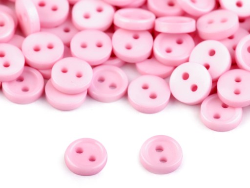 GUZIKI 7,5mm PLASTIKOWE 2 dziurki JASNE RÓŻOWE 10szt