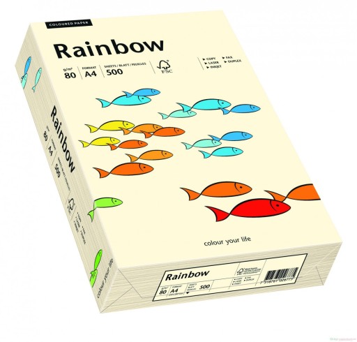 Papier gładki kolorowy Rainbow 80g krem R03 500A4