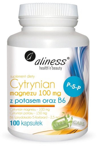 CYTRYNIAN MAGNEZU 100mg Z POTASEM 150mg B6 ALINESS