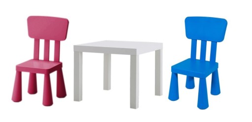 IKEA ZESTAW STOLIK LACK + 2 x KRZESEŁKO MAMMUT