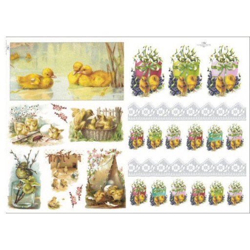 Papier do decoupage KLASYCZNY A4 D0386M -kaczuszki