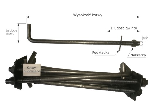 Kotwa do murłaty budowlana 14x300 śruba fajkowa