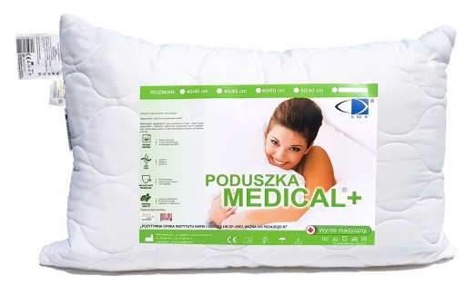 PODUSZKA ANTYALERGICZNA MEDICAL 40X80 PIKOWANA GRUBA BIAŁA 95°C