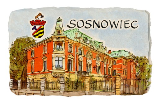Magnes na lodówkę kamień pamiątka SOSNOWIEC 405