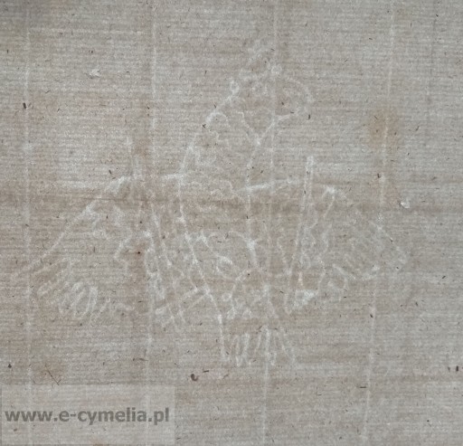 Stary papier czerpany XIX wiek Orzeł Miecz 229