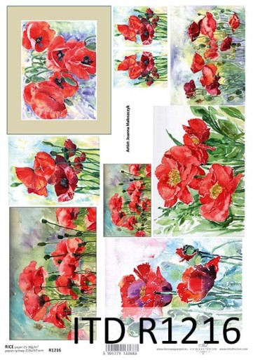 Papier RYŻOWY R1216 z włoskami A4 decoupage