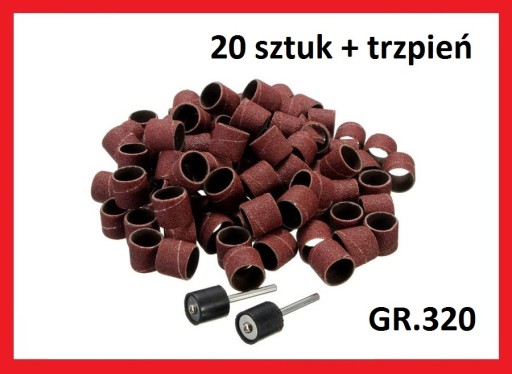 Taśma szlifierska 13 mm gr.320 20 szt + trzpień