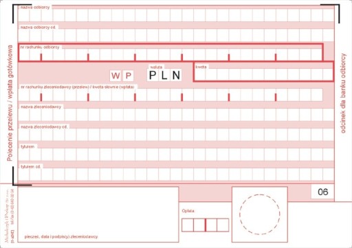 445-5M POLECENIE PRZELEWU WPŁATA GOTÓWKOWA DRUK