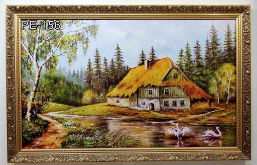 PEJZAŻ 110X70 CM OBRAZ W ZŁOTEJ RAMIE