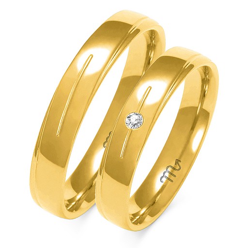 OBRĄCZKI ZŁOTE 14K 4 mm CYRKONIA id A-155