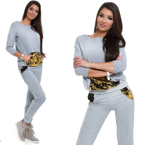 653__roz._S__DRES BLUZA SPODNIE ŚCIĄGACZE CEKINY