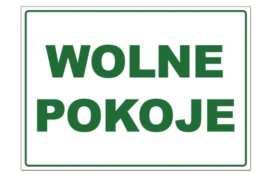 WOLNE POKOJE tabliczka TABLICA pcv ZNAK szyld free rooms