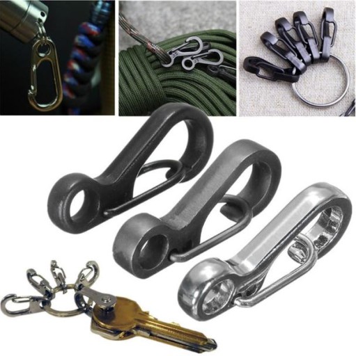3x MINI KARABINEK STALOWY HAK KLAMRA BRELOK PARACORD