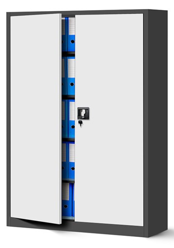 Biurowa szafa na dokumentym, medyczna JAN NOWAK JAN II: antracytowo-biała