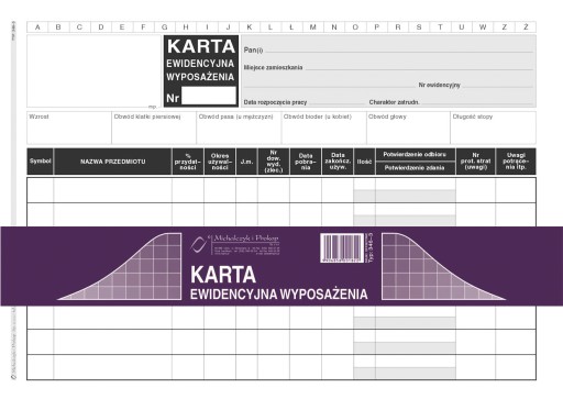 Karta ewidencyjna wyposażenia Michalczyk i Prokop offset 50 kart A5 346-3