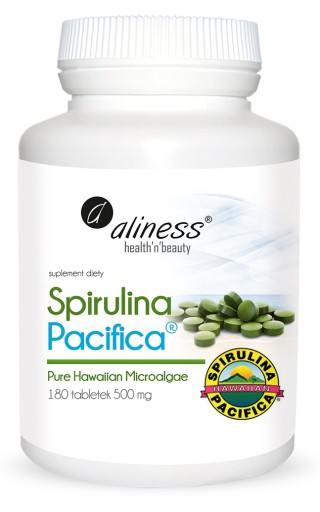 BIO czysta SPIRULINA PACIFICA 500mg Aliness 180szt