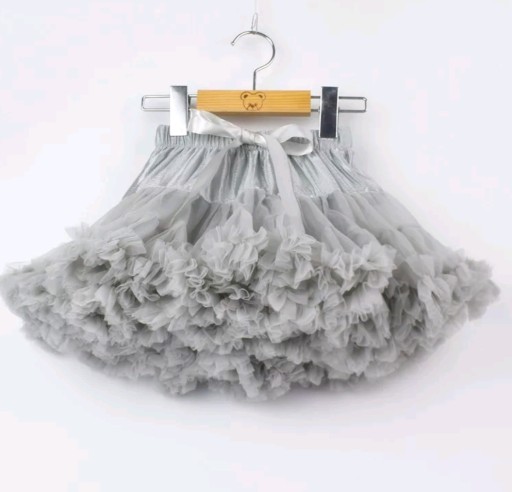 Tiulowa spódniczka 134 tutu pettiskirt puszysta SZARA z falbankami