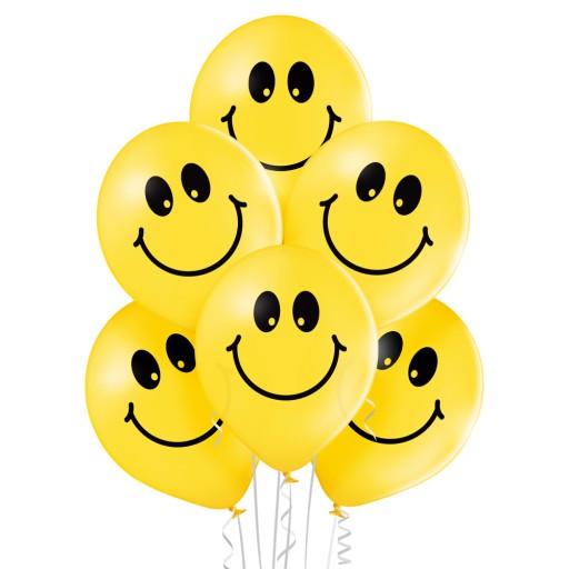 Balony Belbal Smileys uśmiech buźka emotikon żółte -6szt