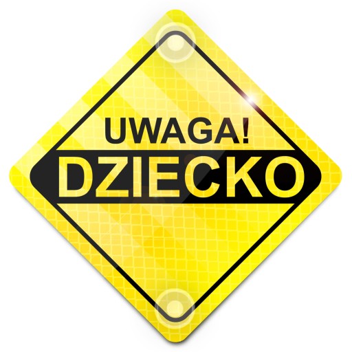 UWAGA DZIECKO ODBLASK NA AUTO SAMOCHÓD PRZYSSAWKI