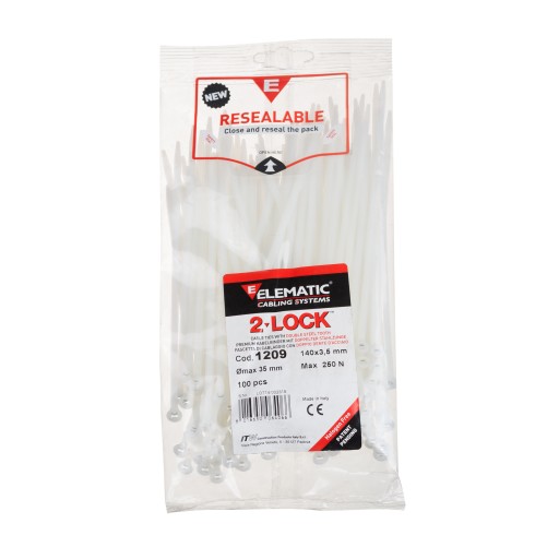 OPASKI 2-LOCK Z PODWÓJNYM ZĘBEM 140x3,5 mm białe