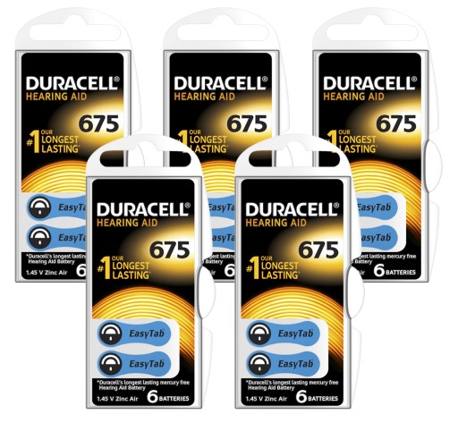 30x BATERIA słuchowa DURACELL Activair 675 PR44