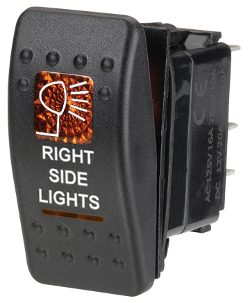 Carling переключатель ip68 переключатель led 12-24v 20a оранжевый right боковая сторона1 - фото