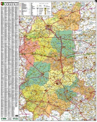 mapa województwa lubuskiego Mapa ścienna Województwa Lubuskiego Lubuskie DUŻA   Allegro.pl 