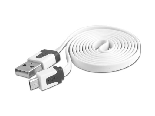 KÁBEL USB-MICRO USB BIELY PLOCHÝ