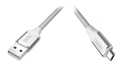 Kábel USB microUSB Silver Opletenie Premium Unitek