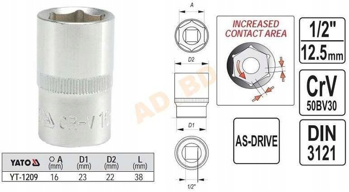 YATO - CLES EMMANCHAGE SZESCIOKATNA 1/2'' 16 MM photo 5 - milautoparts-fr.ukrlive.com