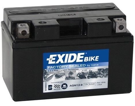 BATTERY FOR MOTORCYCLE EXIDE AGM 12-8 8AH 145A 12V L+ NEWEST MODEL photo 1 - milautoparts-fr.ukrlive.com