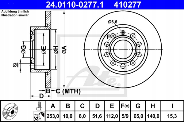 DISQUES SABOTS DE FREIN ATE ARRIÈRE - SEAT LEON 1P 253MM photo 2 - milautoparts-fr.ukrlive.com