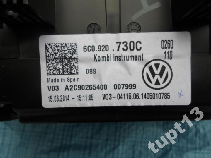 VW POLO 6C0 13-15 R TABLEAU DE CONTRÔLE 6C0920730C photo 2 - milautoparts-fr.ukrlive.com