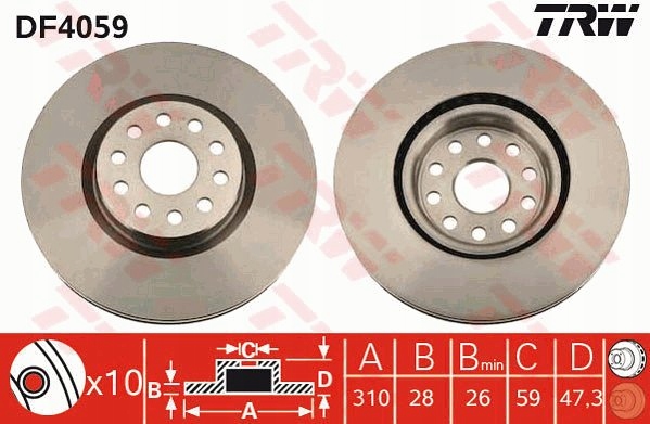 DISCS PADS TRW FRONT - ALFA 166 photo 2 - milautoparts-fr.ukrlive.com