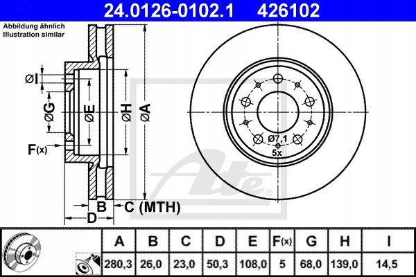 DISQUES SABOTS DE FREIN ATE AVANT - VOLVO V70 I 280MM photo 2 - milautoparts-fr.ukrlive.com