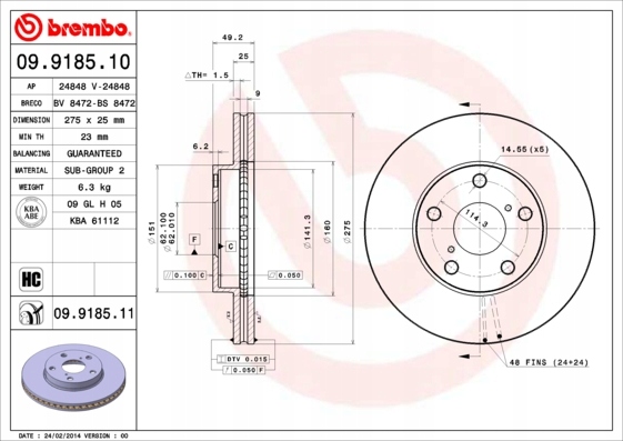 DISQUES SABOTS DE FREIN BREMBO AVANT - TOYOTA RAV 4 II photo 2 - milautoparts-fr.ukrlive.com