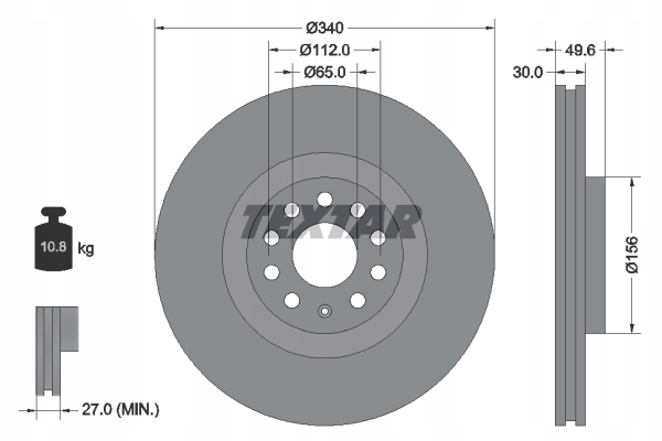 DISQUES SABOTS DE FREIN TEXTAR AVANT - SEAT LEON 5F 340MM photo 2 - milautoparts-fr.ukrlive.com