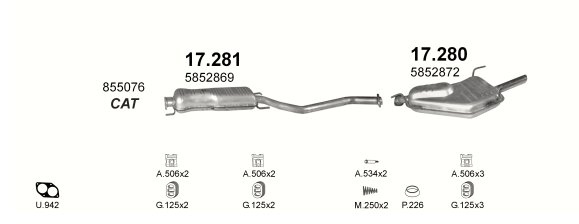 POT D'ÉCHAPEMENT FINAL OPEL VECTRA B 17.280 photo 5 - milautoparts-fr.ukrlive.com