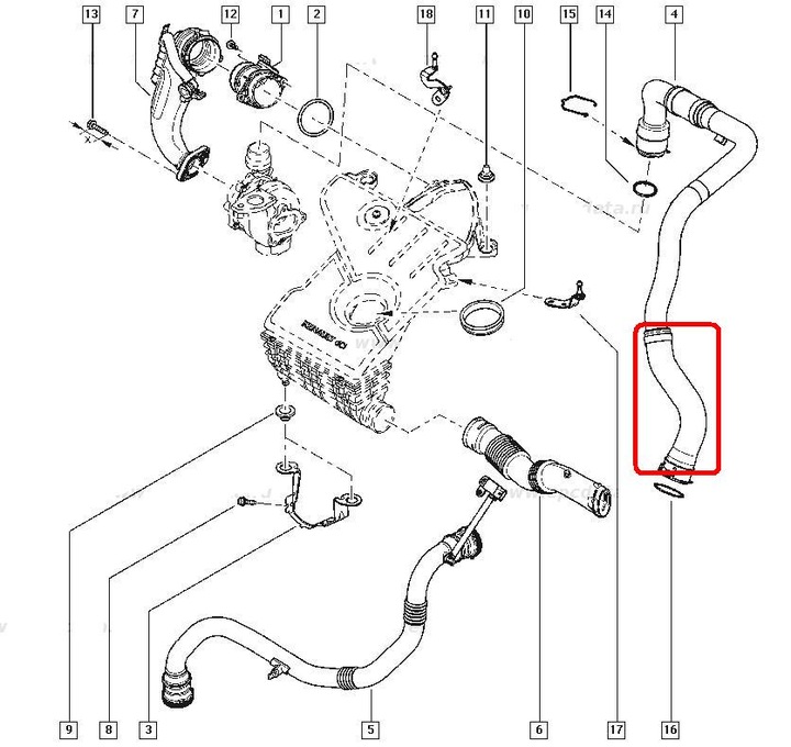 DACIA DUSTER SANDERO LOGAN 1,5 DCI CABLE TUBE JUNCTION PIPE TURBO RADIATOR photo 5 - milautoparts-fr.ukrlive.com