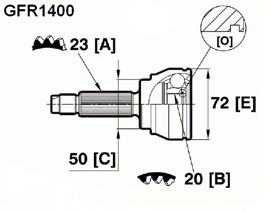 CAR GFR1400K SET PRZEGUBU, SHAFT DRIVING photo 2 - milautoparts-fr.ukrlive.com